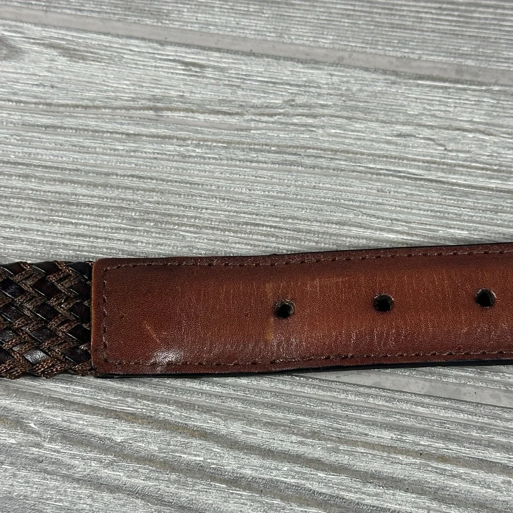 Tommy Bahama Mens Braided Leather Belt Brown Woven Marlin‎ Logo Size 42